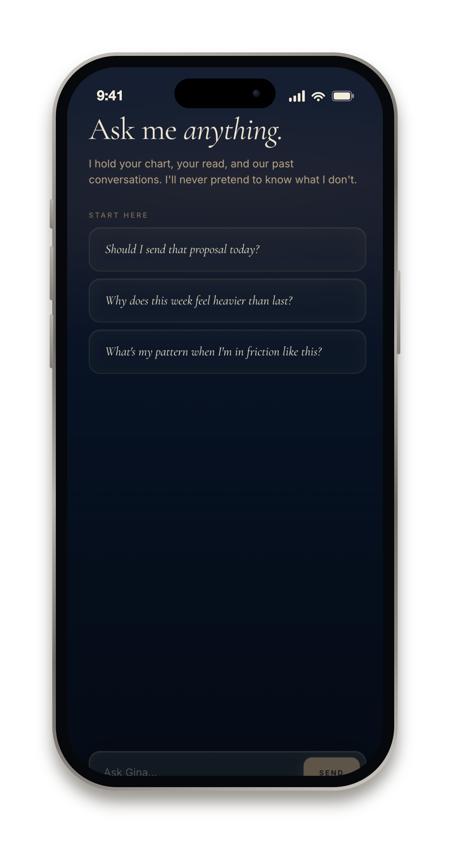 GINA Ask screen